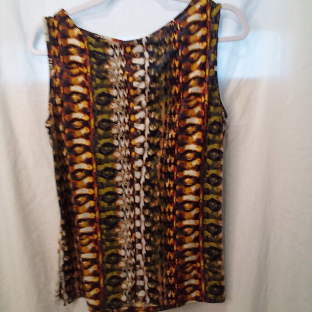 Worthington Blouse PL Petite L Sleeveless Scoop Neck Pattern Colorful - Picture 12 of 15